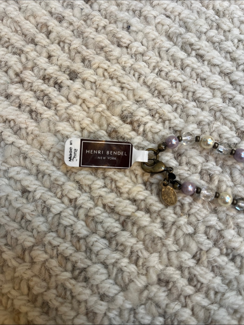 henri bendel socialite Pearl, Clear Glass & Lavender Bead Necklace - Picture 4 of 6